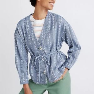 NEW Madewell Floral Jacquard Tie-Waist Jacket Larg